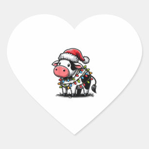 Koe kerstkleding voor kinderen hart sticker