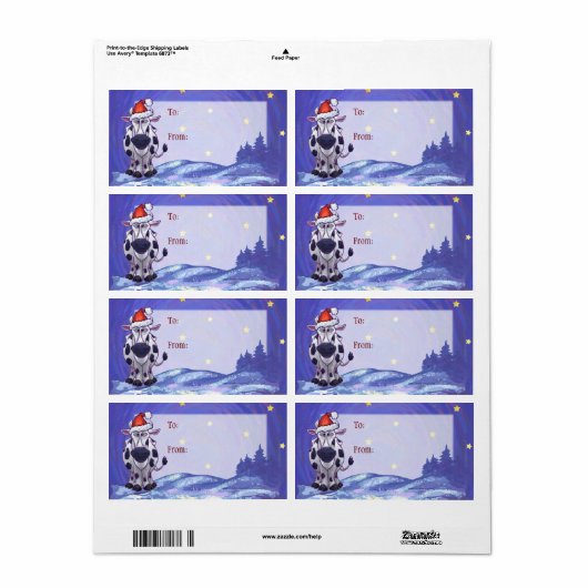 Koe kerstmis etiket (Full Sheet)