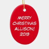 Koe Kerstmis Kinder Keramisch Ornament (Achterkant)