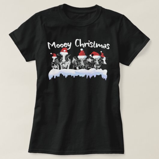 Koe Kerstmis Mooey Kerstmis Funny Heifer Koe Far T-shirt (Design voorkant)