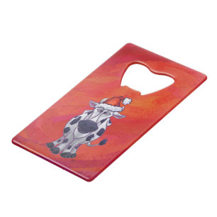 Koe Kerstmis op de rode vloer Kredietkaart Flessenopener