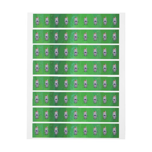 Koe Kerstmis op groen Adreslabel Wikkel (Vel)