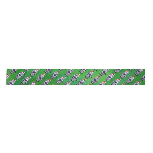 Koe Kerstmis op groen Lint (Voorkant)