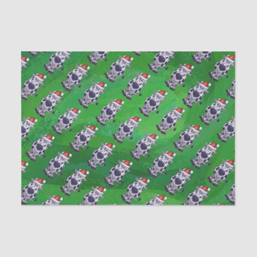 Koe Kerstmis op groen Tissuepapier (Voorkant)