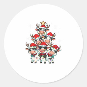 Koe Kerstmismeisjes Jongens Grappige Kerstman Ronde Sticker