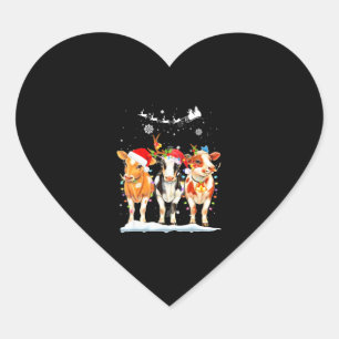 Koe kerstverlichting Ornamenten Hart Sticker