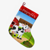 Koe kerstversiering grote kerstsok (Voorkant (Hangend))