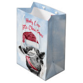 Koe kerstWaterverf Medium Cadeauzakje (Voorkant Gekanteld)