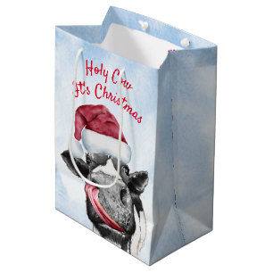 Koe kerstWaterverf Medium Cadeauzakje