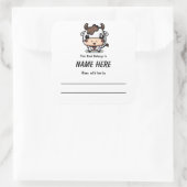 Koe Kinderboekbord met bericht Vierkante Sticker (Tas)