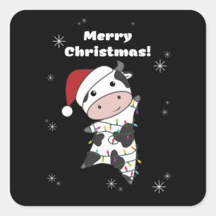Koe Koe kerstwinterkalveren Vierkante Sticker