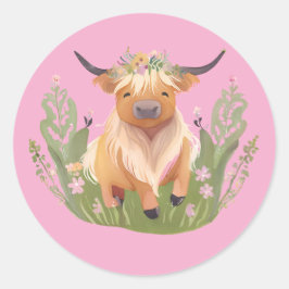 koe kusjes en landelijke wensen ronde sticker