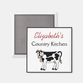 Koe land keuken gepersonaliseerd magneet (Voorkant / Achterkant)