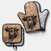 Koe land ovenwant & pannenlap set (Voorkant / Achterkant)