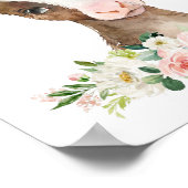 Koe, landbouwhuisdieren, roze bloemen, meisjesseri poster (Hoek)