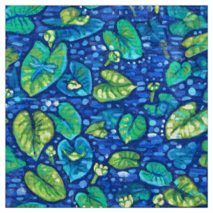Koe Lelies, Spatterdock Zomervijver Bloemenpatroon Stof