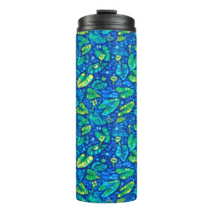 Koe Lelies, Spatterdock Zomervijver Bloemenpatroon Thermosbeker