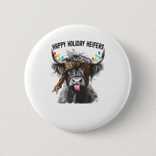 Koe Leopard Print - Happy Holiday Heifers Ronde Button 5,7 Cm