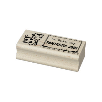 Koe - leraar zegt ... Fantastische baan! Wooden St Rubberstempel