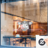 Koe likkende neus raamsticker (Cafe Raam)