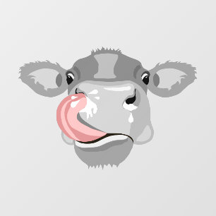 Koe likkende neus raamsticker