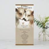 Koe Love Brown Cream Country Wedding Programma (Staand voorkant)