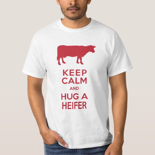 Koe Lover's zuivelBoerderij Hou kalm Hug a Heifer T-shirt (Voorkant)
