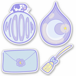 Koe Maan Traandrop Maan Ster Nacht Sticker Vel