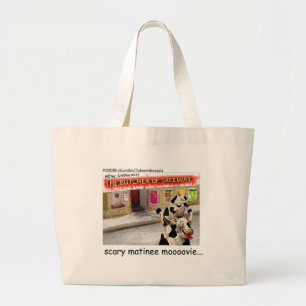 Koe Matinee Griezelfilm Grappige T-shirts & Cadeau Grote Tote Bag