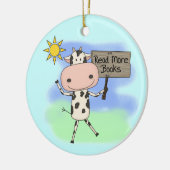 Koe Meer boeken lezen Keramisch Ornament (Links)