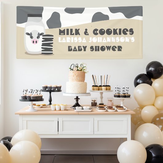 Koe Melk en Cookies Beige Baby shower Banner
