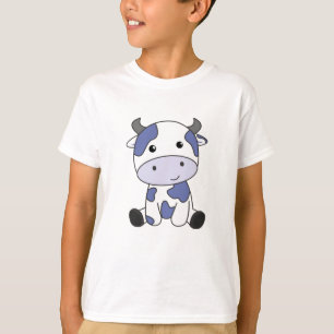 Koe Melk Kawaii Japans Blauwbes T-shirt