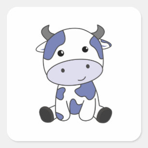 Koe Melk Kawaii Japans Blauwbes Vierkante Sticker