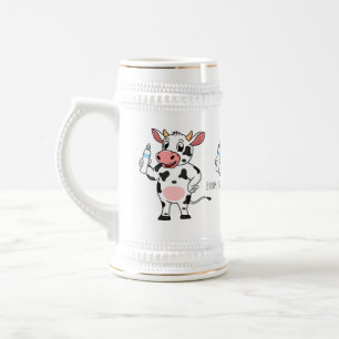Koe met baby flesje cartoon bierpul