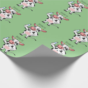 Koe met baby flesje cartoon cadeaupapier