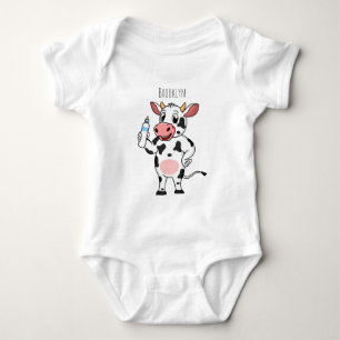 Koe met baby flesje cartoon romper