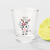 Koe met baby flesje cartoon shot glas (Voorkant)