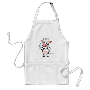 Koe met baby flesje cartoon standaard schort