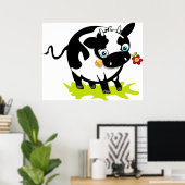 Koe Met Een Bloem Poster (Thuiskantoor)