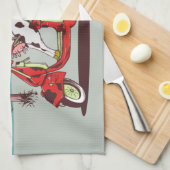 Koe met een motor theedoek (Quarter Fold)