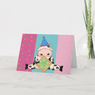 Koe met Gift Verjaardag Kaart