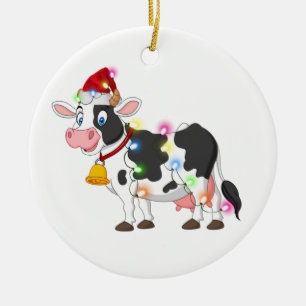 Koe met kerstmis met Pet Keramisch Ornament