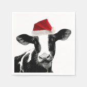 Koe met kerstmuts in de hand servetten (Voorkant)
