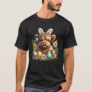 Koe met Pasen Konijn Moo Mandje Ei Bloemig Wo T-shirt