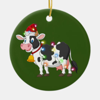 Koe met Pet lichte kerstmis Keramisch Ornament