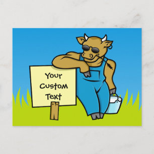 Koe met teken briefkaart