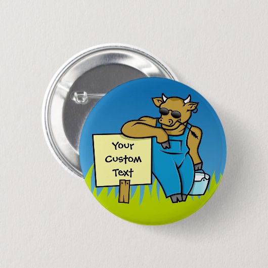 Koe met teken ronde button 5,7 cm (Voorkant /achterkant)
