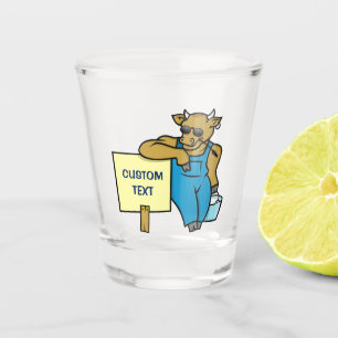 Koe met teken shot glas