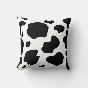 Koe met vlekken print zwart & wit rustieke boerder kussen