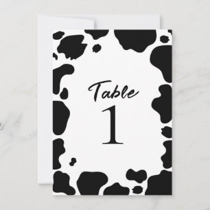 Koe met vlekken zwart-wit tafelnummer